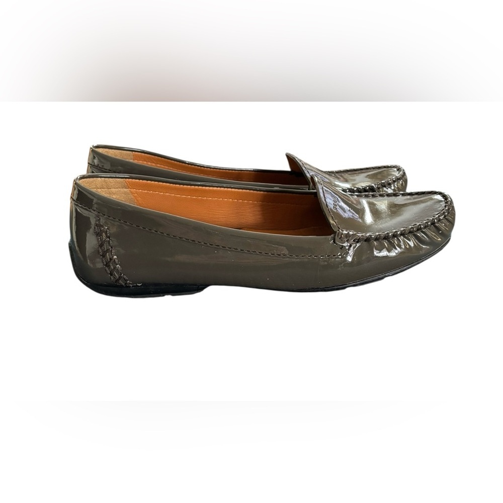 Geox Respira Women's Italian Patent Leather Slip On Driving Loafer Gray Sz 40/10